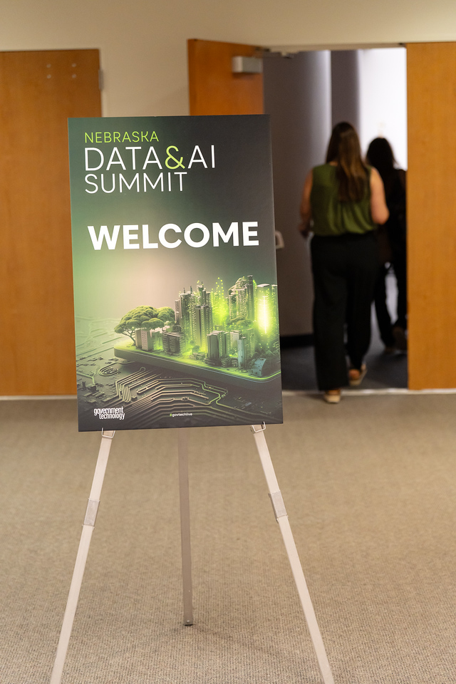 Welcome sign at the Nebraska Data & AI summit 2025 